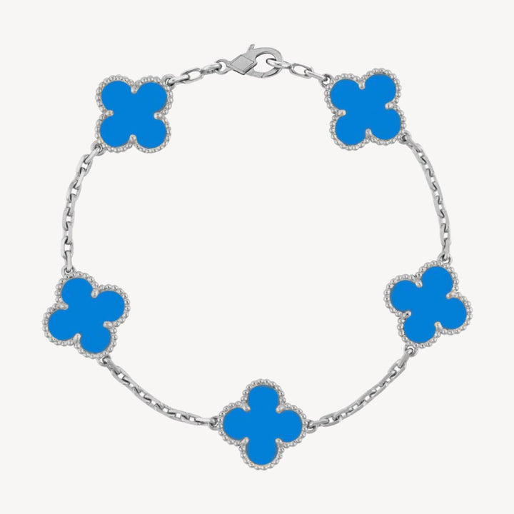 Women's Clover Charm Bracelet – Elegant Agate Stones Gold-Plated & Adjustable