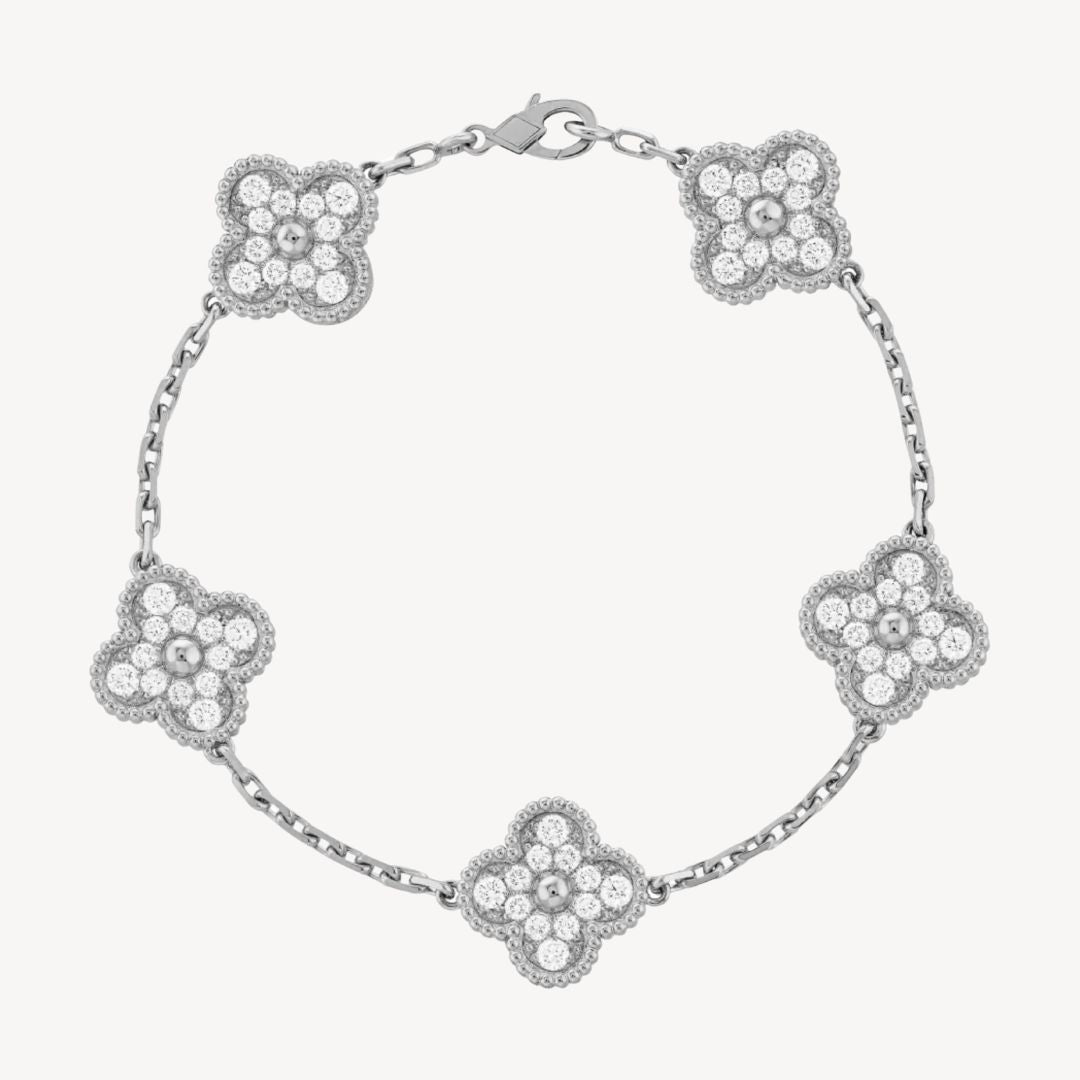 Women's Clover Charm Bracelet – Elegant Agate Stones Gold-Plated & Adjustable