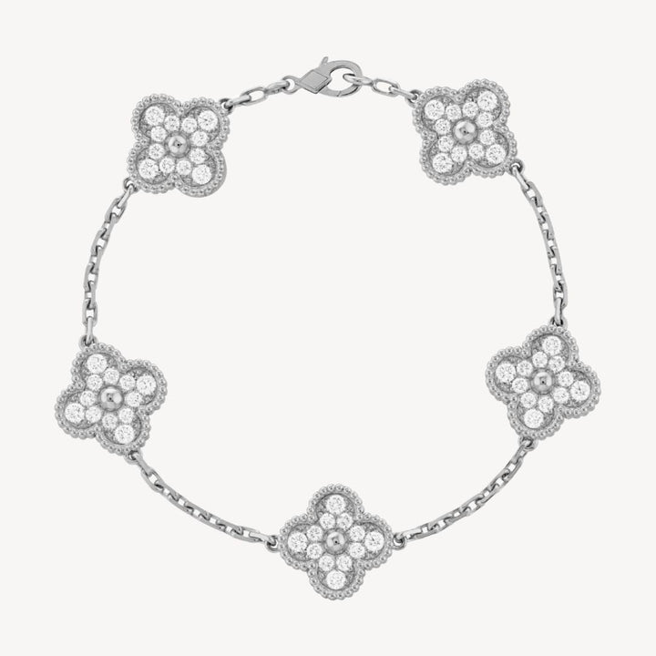 Women's Clover Charm Bracelet – Elegant Agate Stones Gold-Plated & Adjustable