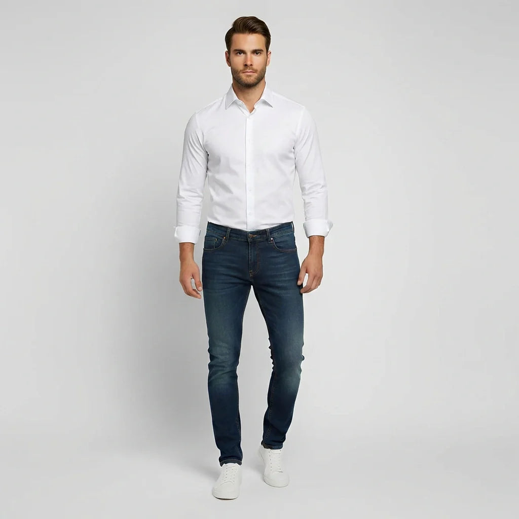 Men's Slim Fit Dress Shirt with Spread Collar