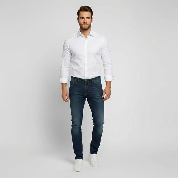 Men's Slim Fit Dress Shirt with Spread Collar