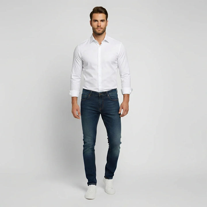 Men's Slim Fit Dress Shirt with Spread Collar