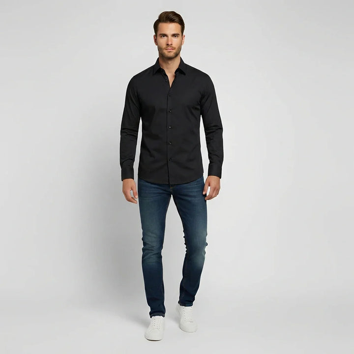 Men's Slim Fit Dress Shirt with Spread Collar
