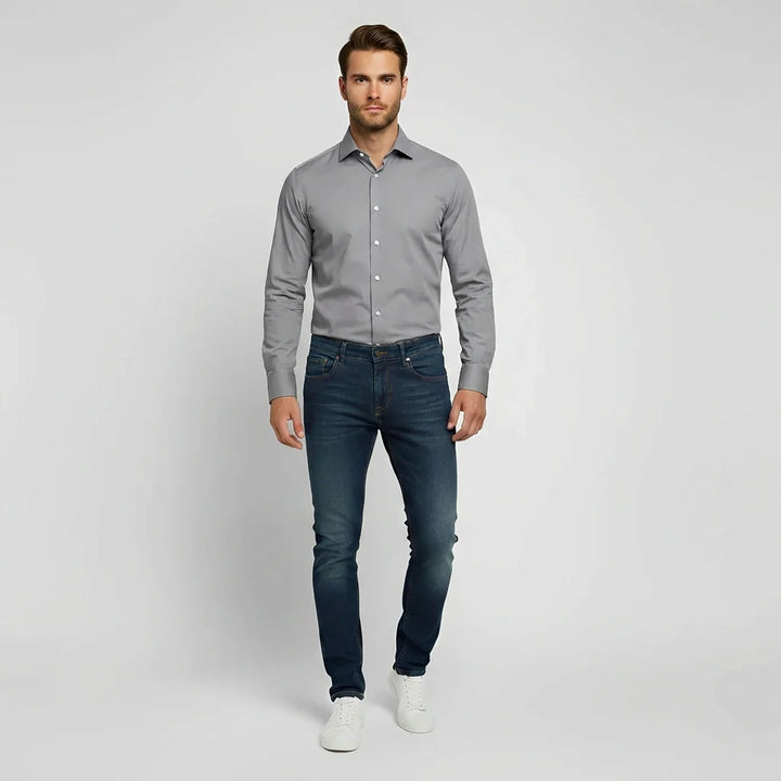 Men's Slim Fit Dress Shirt with Spread Collar