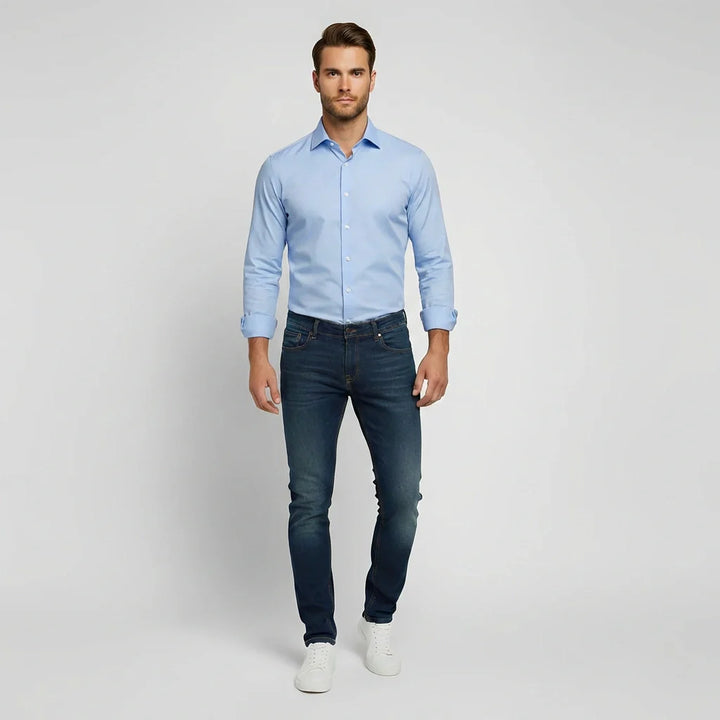 Men's Slim Fit Dress Shirt with Spread Collar