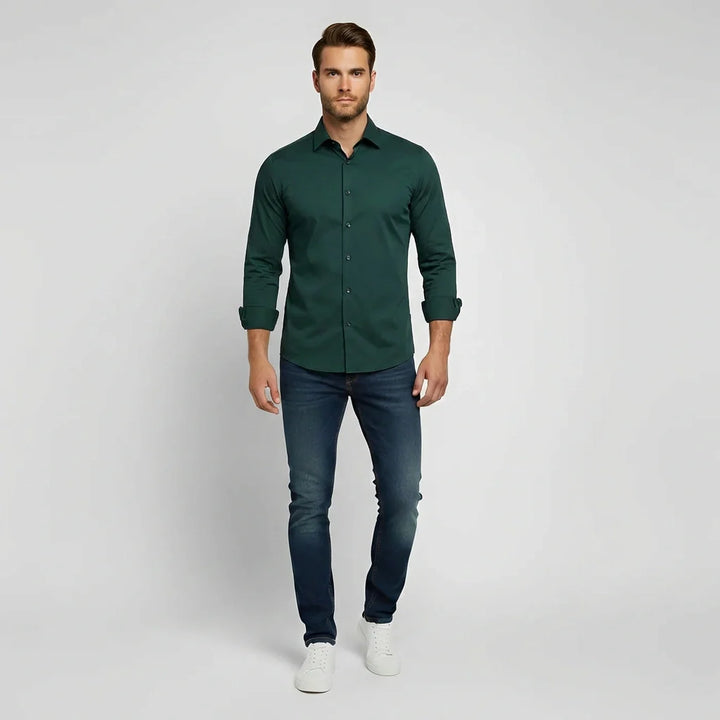 Men's Slim Fit Dress Shirt with Spread Collar