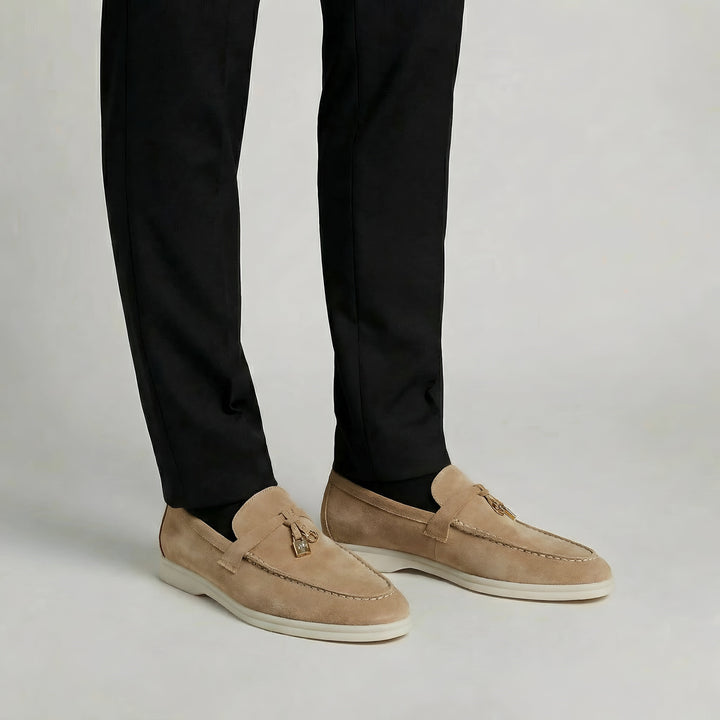 Men's Slip-On Loafers with Metal Hardware Detail