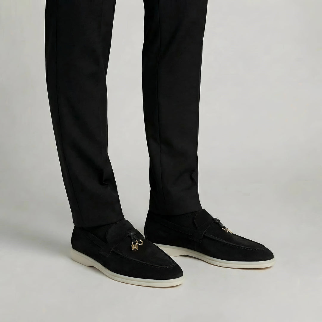 Men's Slip-On Loafers with Metal Hardware Detail