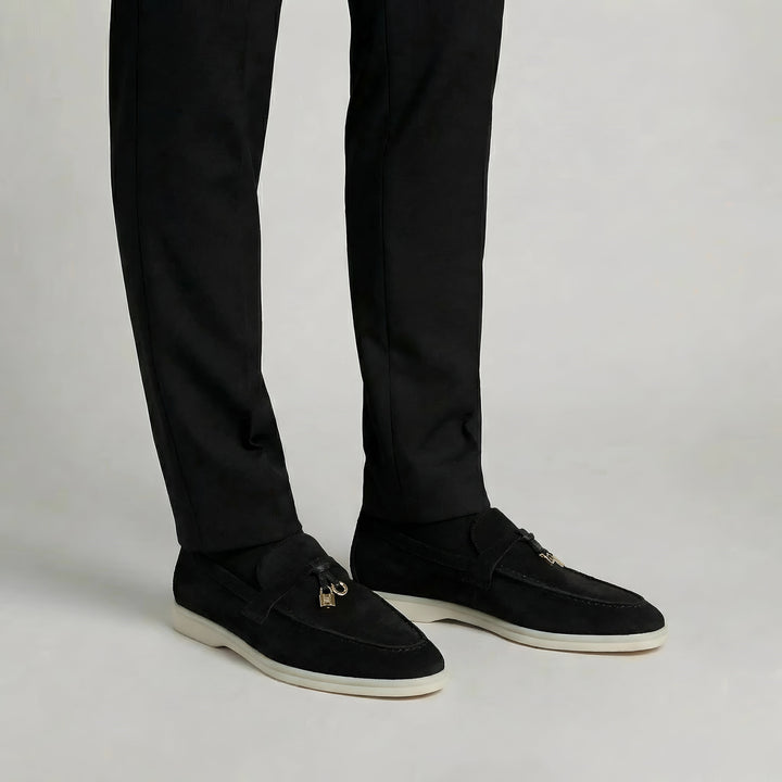 Men's Slip-On Loafers with Metal Hardware Detail