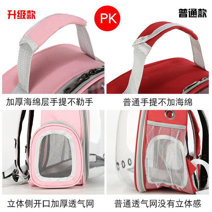 Foldable Pet Carrier Backpack – Ventilated Clear View Cats & Small Dogs