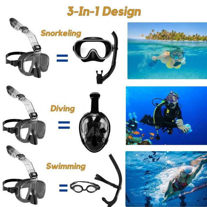 Snorkel Mask – 180° Panoramic View Foldable & Anti-Fog