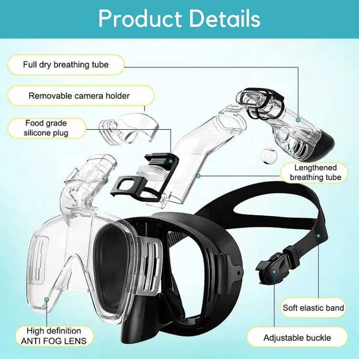 Snorkel Mask – 180° Panoramic View Foldable & Anti-Fog