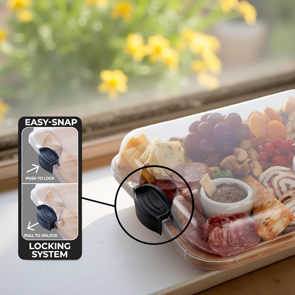Bamboo Charcuterie Board – Cutting & Serving Tray with Lid
