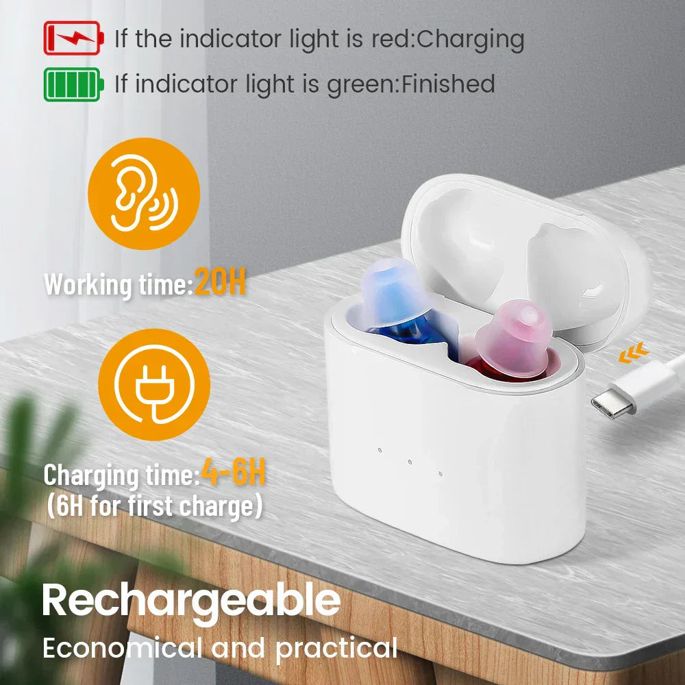 Invisible Rechargeable Hearing Aids – Men Women Digital Clear Sound & In-Ear