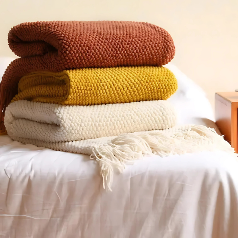 Luxury Merino Blanket – Tassel Trim Soft Warm Throw