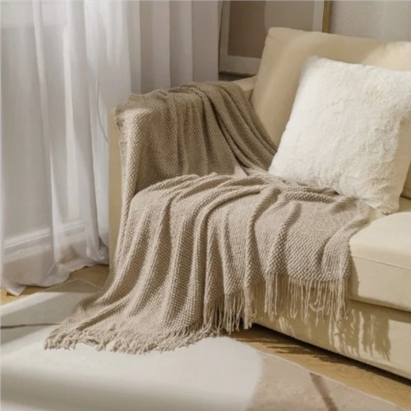 Luxury Merino Blanket – Tassel Trim Soft Warm Throw