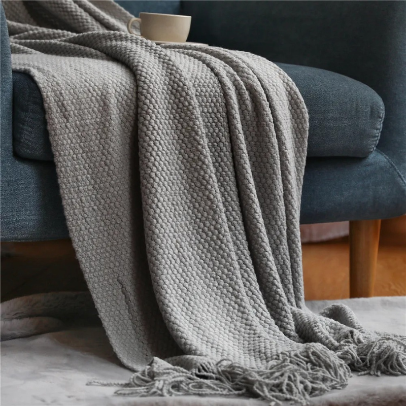 Luxury Merino Blanket – Tassel Trim Soft Warm Throw