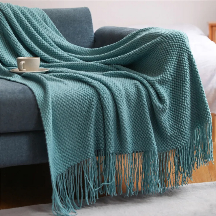 Luxury Merino Blanket – Tassel Trim Soft Warm Throw
