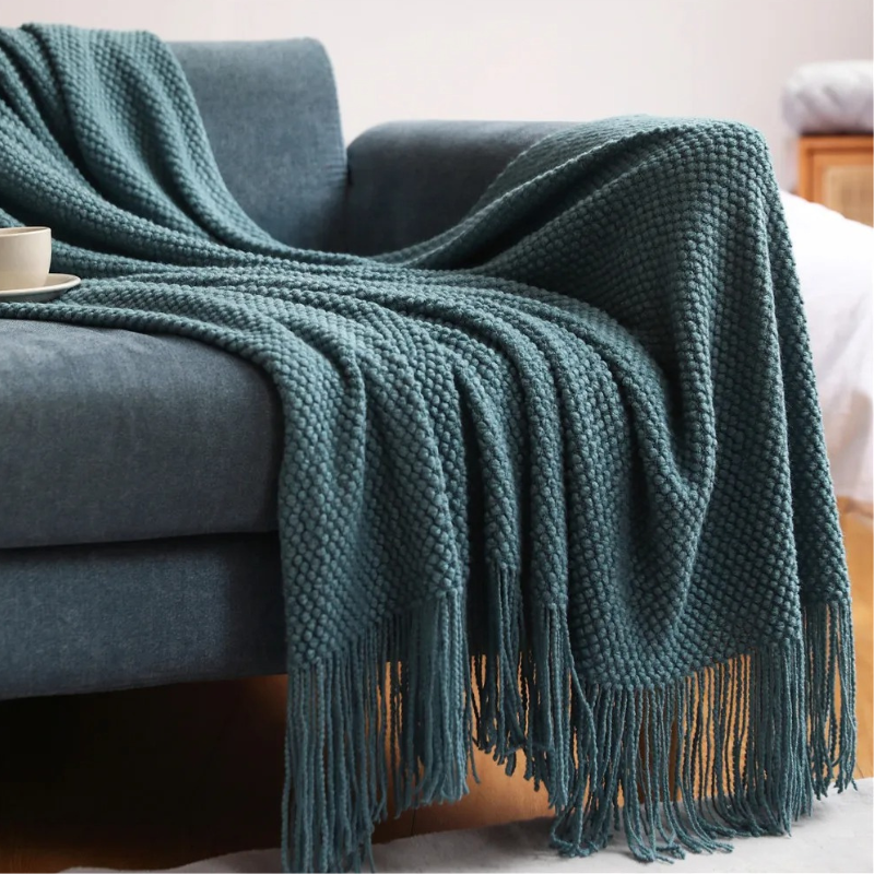 Luxury Merino Blanket – Tassel Trim Soft Warm Throw