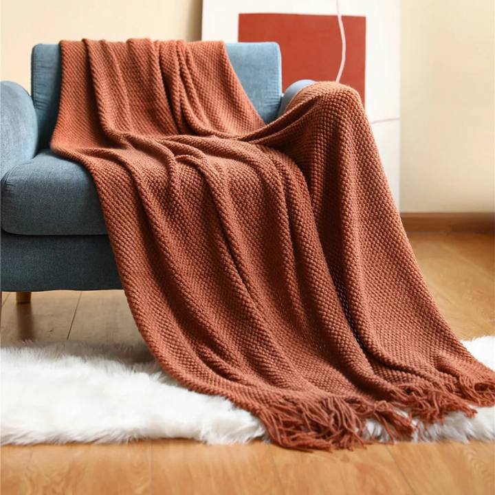 Luxury Merino Blanket – Tassel Trim Soft Warm Throw