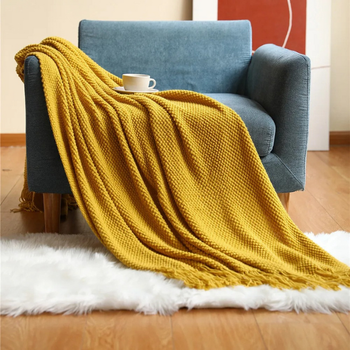 Luxury Merino Blanket – Tassel Trim Soft Warm Throw