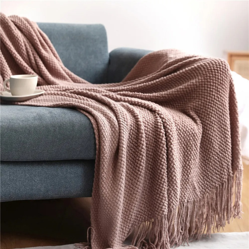 Luxury Merino Blanket – Tassel Trim Soft Warm Throw