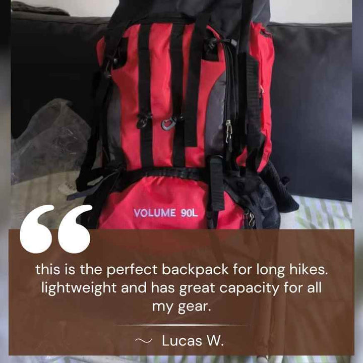 Men's 90L Hiking Backpack – Waterproof Lightweight Durable & Rain Cover