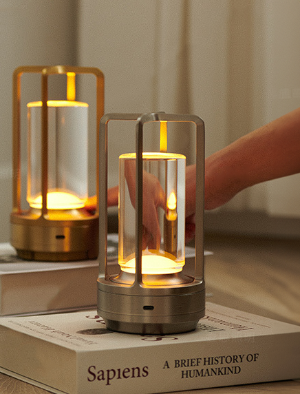 Cordless Nordic LED Table Lamp – Metal Touch Dimming & Rechargeable