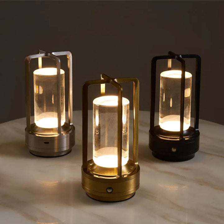 Cordless Nordic LED Table Lamp – Metal Touch Dimming & Rechargeable