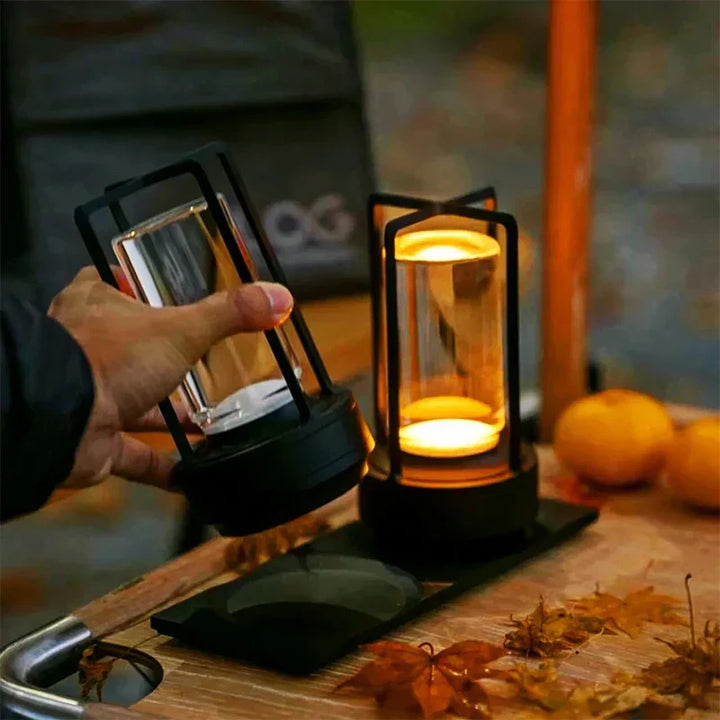 Cordless Nordic LED Table Lamp – Metal Touch Dimming & Rechargeable