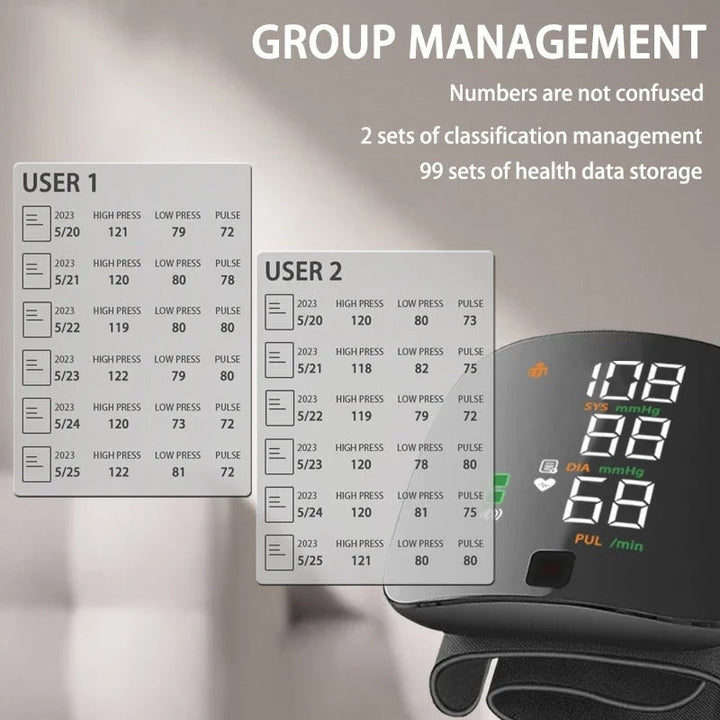 Wrist Blood Pressure Monitor – Smart Voice Alerts Digital & Portable