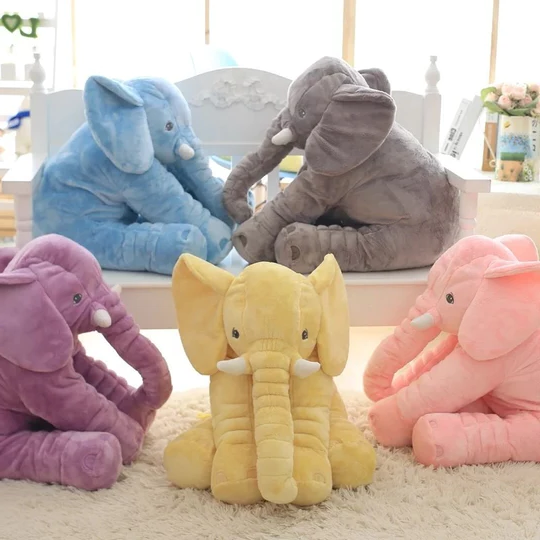 Baby Elephant Plush Pillow – Soft Stuffed Animal Snuggle & Kids Play