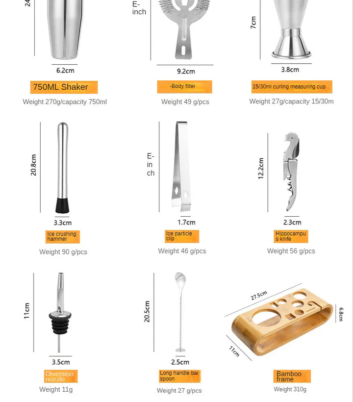 Cocktail Bar Kit – Metallic Mixology Set Bartender & Gift