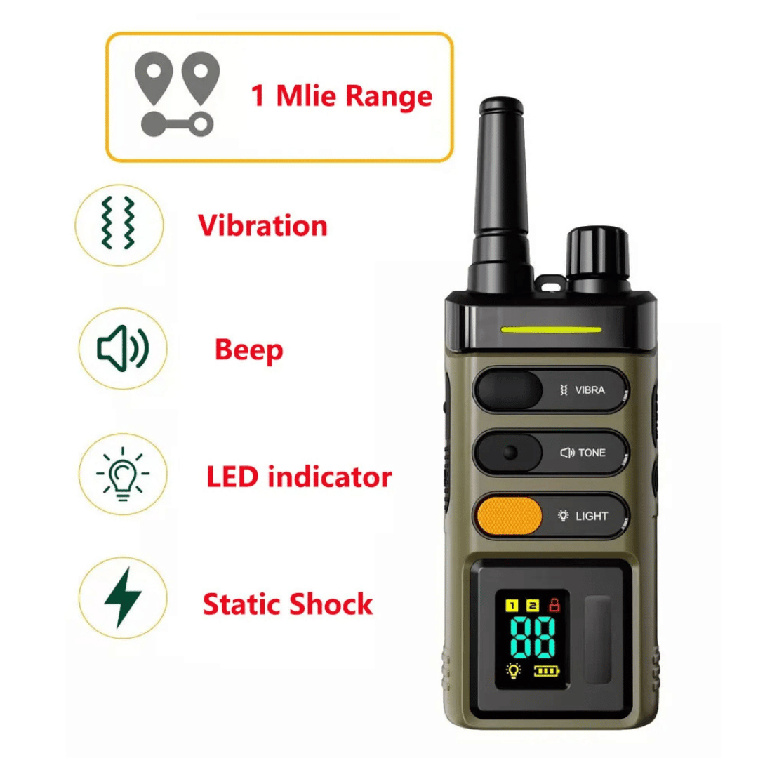 Dog Training Collar – 1 Mile Remote Range Large Dogs & Shock Vibration