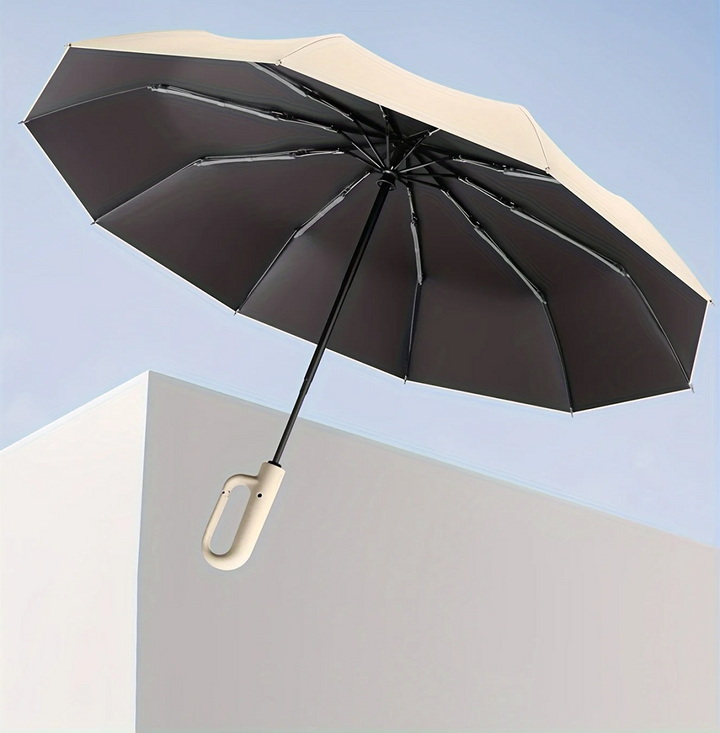 Windproof Auto Folding Umbrella – Reflective Strip Compact & UV Protection