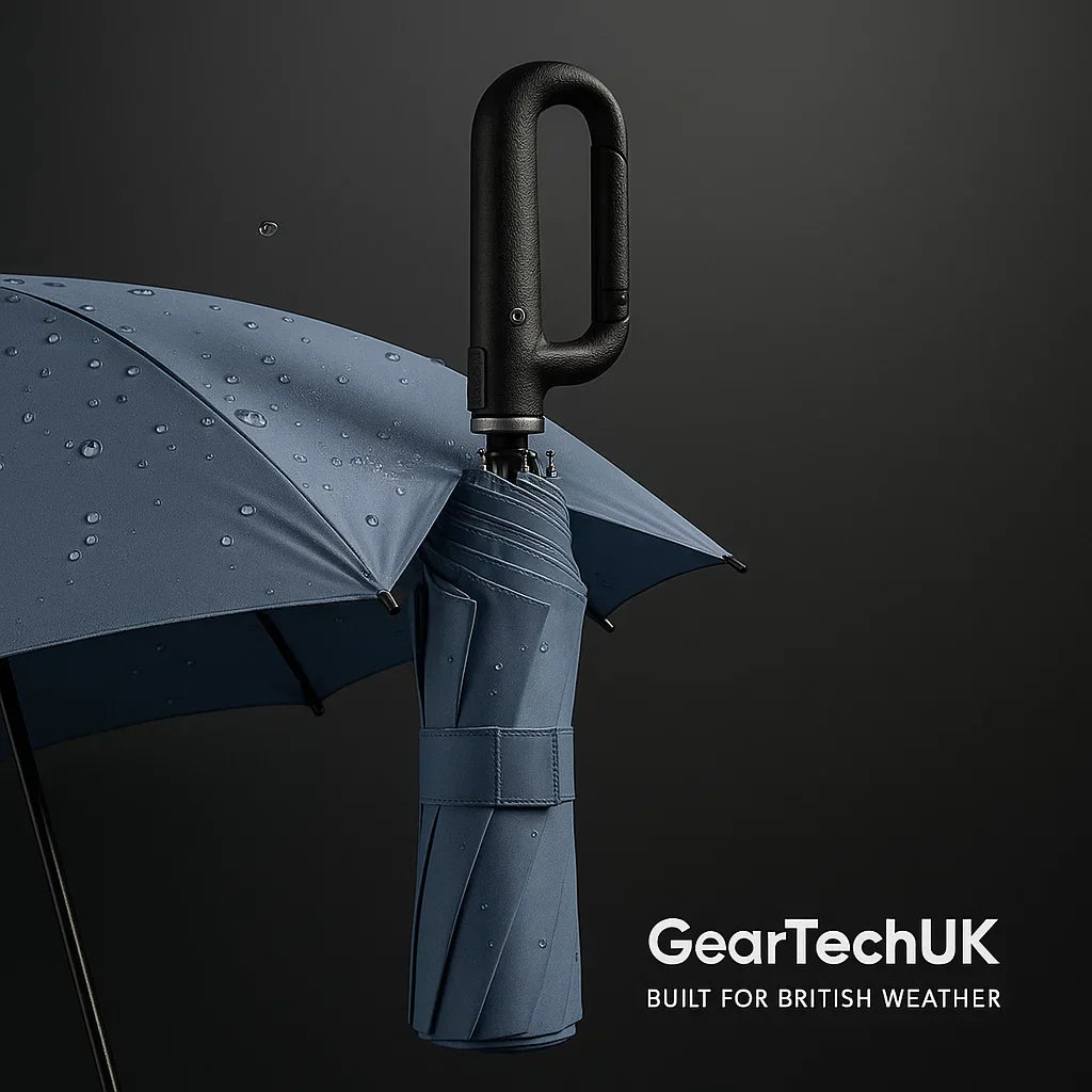 Windproof Auto Folding Umbrella – Reflective Strip Compact & UV Protection